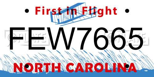 FEW7665 North Carolina License Plate