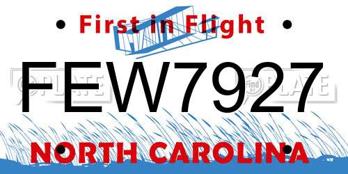 FEW7927 North Carolina License Plate