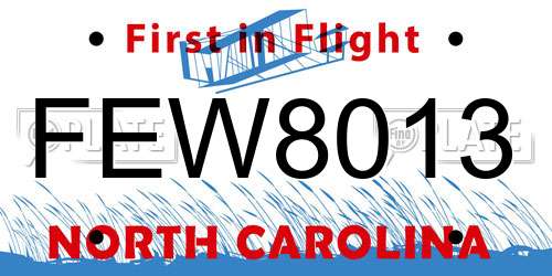 FEW8013 North Carolina License Plate
