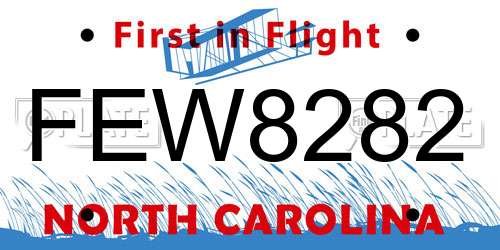 FEW8282 North Carolina License Plate