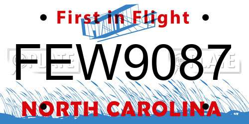 FEW9087 North Carolina License Plate