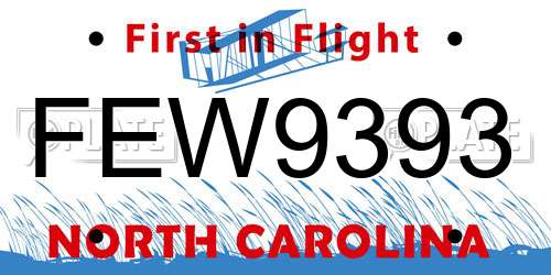 FEW9393 North Carolina License Plate