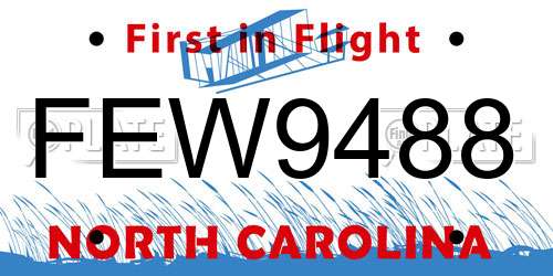 FEW9488 North Carolina License Plate