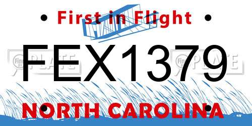 FEX1379 North Carolina License Plate