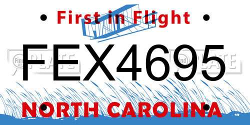 FEX4695 North Carolina License Plate