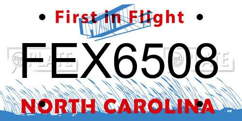FEX6508 North Carolina License Plate