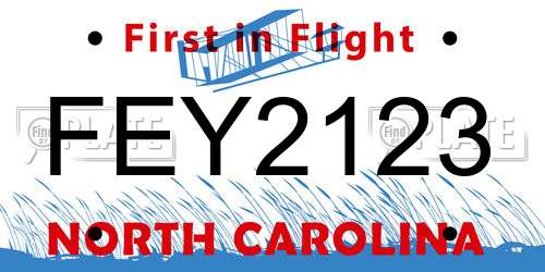 FEY2123 North Carolina License Plate