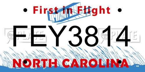 FEY3814 North Carolina License Plate