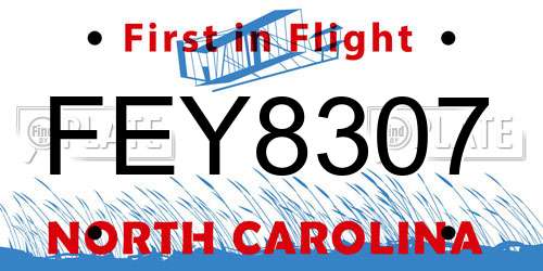 FEY8307 North Carolina License Plate