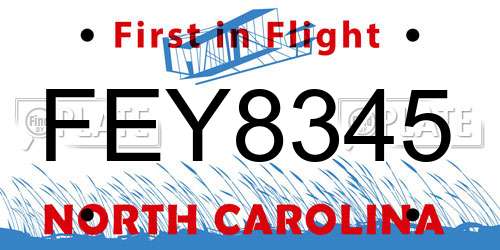 FEY8345 North Carolina License Plate