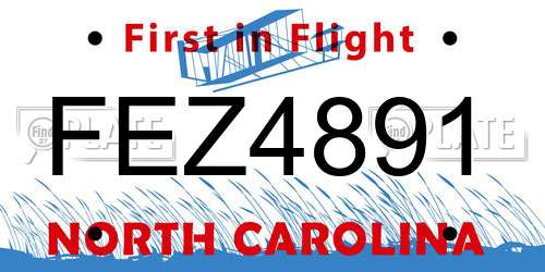 FEZ4891 North Carolina License Plate
