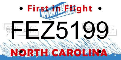 FEZ5199 North Carolina License Plate