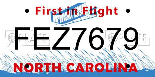 FEZ7679 North Carolina License Plate