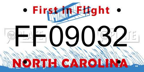 FF09032 North Carolina License Plate