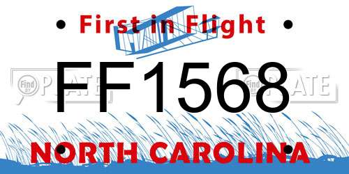 FF1568 North Carolina License Plate