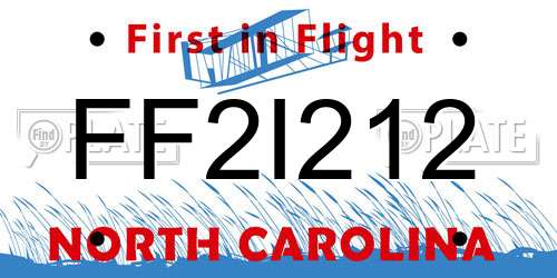 FF2I212 North Carolina License Plate