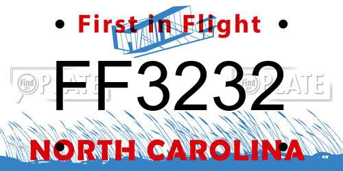 FF3232 North Carolina License Plate