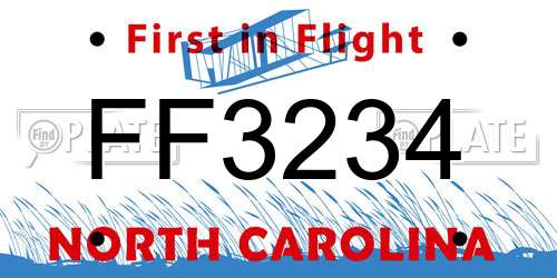FF3234 North Carolina License Plate