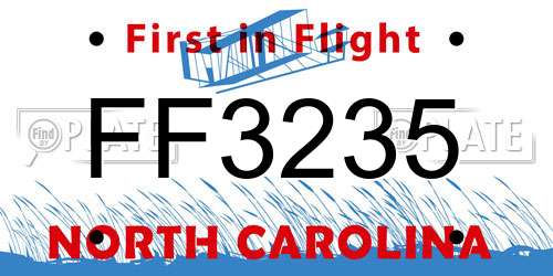 FF3235 North Carolina License Plate