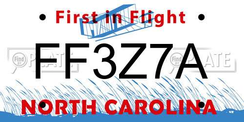 FF3Z7A North Carolina License Plate