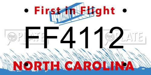 FF4112 North Carolina License Plate