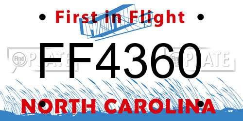 FF4360 North Carolina License Plate