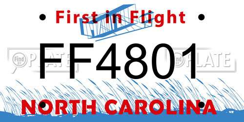FF4801 North Carolina License Plate