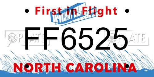 FF6525 North Carolina License Plate