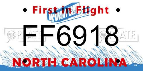 FF6918 North Carolina License Plate