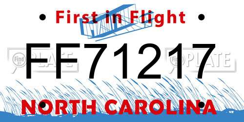 FF71217 North Carolina License Plate
