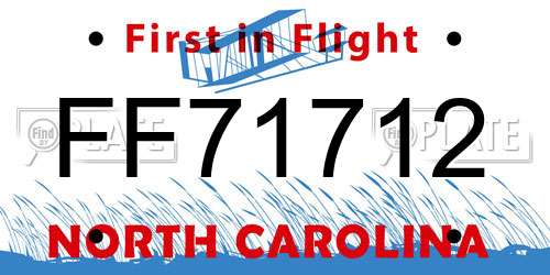FF71712 North Carolina License Plate