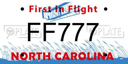 FF777 North Carolina License Plate