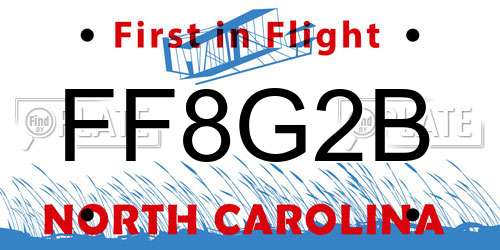 FF8G2B North Carolina License Plate