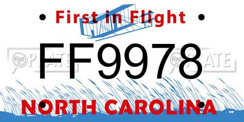 FF9978 North Carolina License Plate