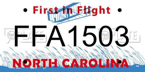 FFA1503 North Carolina License Plate