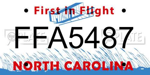 FFA5487 North Carolina License Plate