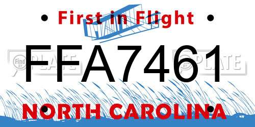 FFA7461 North Carolina License Plate
