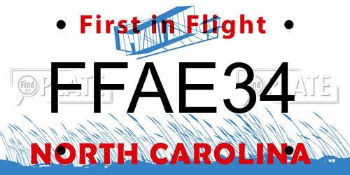FFAE34 North Carolina License Plate