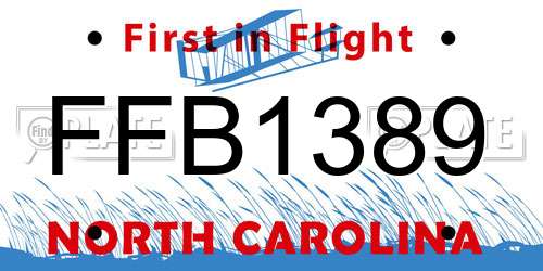 FFB1389 North Carolina License Plate