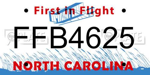 FFB4625 North Carolina License Plate