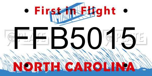 FFB5015 North Carolina License Plate