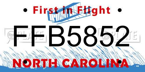 FFB5852 North Carolina License Plate