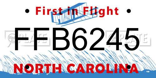 FFB6245 North Carolina License Plate