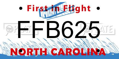 FFB625 North Carolina License Plate