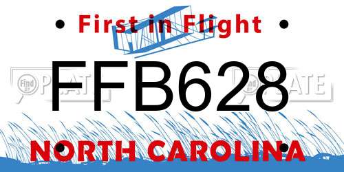FFB628 North Carolina License Plate