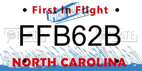 FFB62B North Carolina License Plate