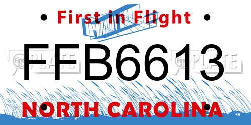 FFB6613 North Carolina License Plate