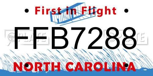FFB7288 North Carolina License Plate