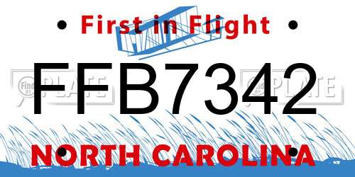 FFB7342 North Carolina License Plate