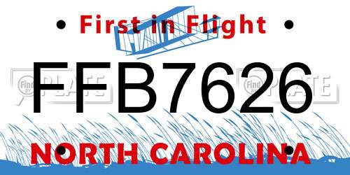 FFB7626 North Carolina License Plate